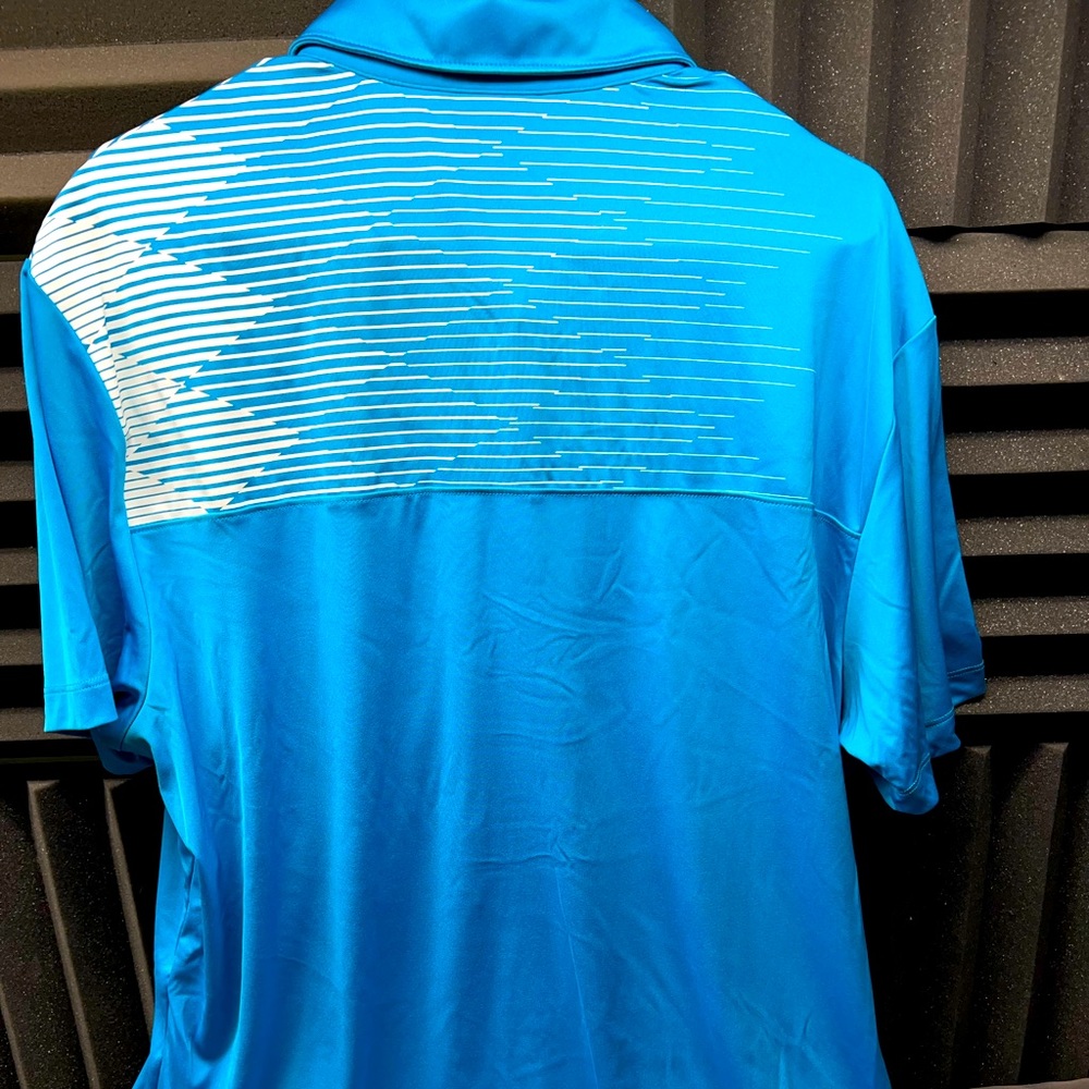 Puma Golf Polo Shirt XL Dry Cell Blue / White Stripes / Diamonds - Picture 4 of 6